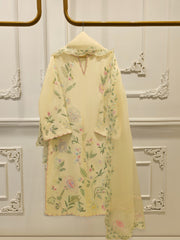 3 Piece- Pure Khaddi Silk Embroidered Suit S112240