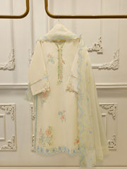 3 Piece- Pure Khadi Silk Embroidered Suit S112229