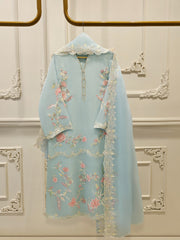 3 Piece - Pure Embroidered Organza Suit s112280