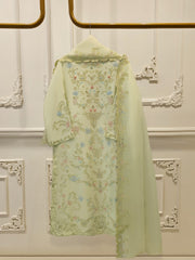 3 Piece- Pure Khaddi Silk Embroidered Suit S112306