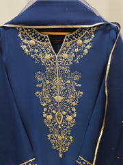 3 Piece- Pure Embroidered Sheesha Silk Suit S112338