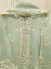 3 Piece - Pure Organza Embroidered Suit S112375