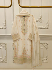 3 Piece - Pure Embroidered Cotton Net Suit S112389