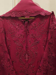 3 Piece- Pure Embroidered Sheesha Silk Suit S112399