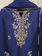 3 Piece- Pure Embroidered Sheesha Silk Suit S112418