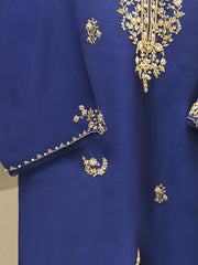 3 Piece- Pure Embroidered Sheesha Silk Suit S112418