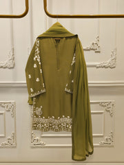 3 Piece - Pure Embroidered Cotton Net Suit S112431
