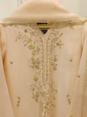 3 Piece- Pure Embroidered Sheesha Silk Suit S112501