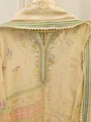 3 Piece - Pure Embroidered Printed Cotton Net Suit S112502