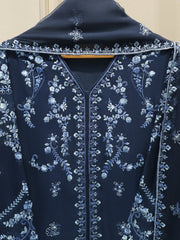 3 Piece - Pure Embroidered Cotton Net Suit S112514