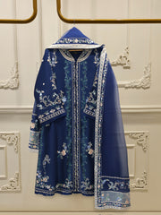 3 Piece- Pure Embroidered Sheesha Silk Suit S112524