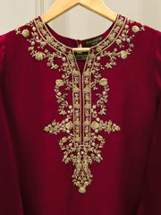 2 Piece- Pure Embroidered Sheesha Silk Suit S112523