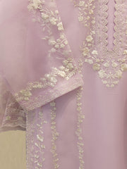 3 Piece - Pure Organza Embroidered Suit S112677