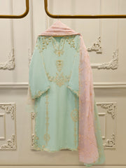 3 Piece - Pure Chiffon Embroidered Suit S112689