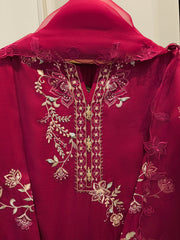 3 Piece- Pure Khaddi Silk Embroidered Suit S112703