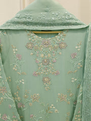 3 Piece - Pure Chiffon Embroidered Suit S112716