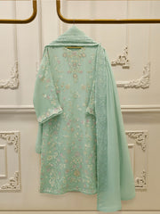 3 Piece - Pure Chiffon Embroidered Suit S112716