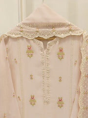3 Piece - Pure Embroidered Cotton Net Suit S112737