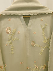 3 Piece - Pure Embroidered Cotton Net Suit S112739