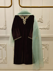 3 Piece - Embroidered Velvet Suit S11243