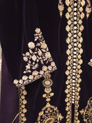 3 Piece - Embroidered Velvet Suit S112751