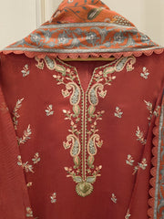 3 Piece - Pure Embroidered Cotton Net Suit S112767