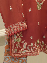 3 Piece - Pure Embroidered Cotton Net Suit S112767