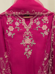 3 Piece- Pure Khaddi Silk Embroidered Suit S112770