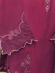3 Piece - Pure Embroidered Cotton Net Suit S112776