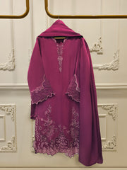 3 Piece - Pure Embroidered Cotton Net Suit S112776