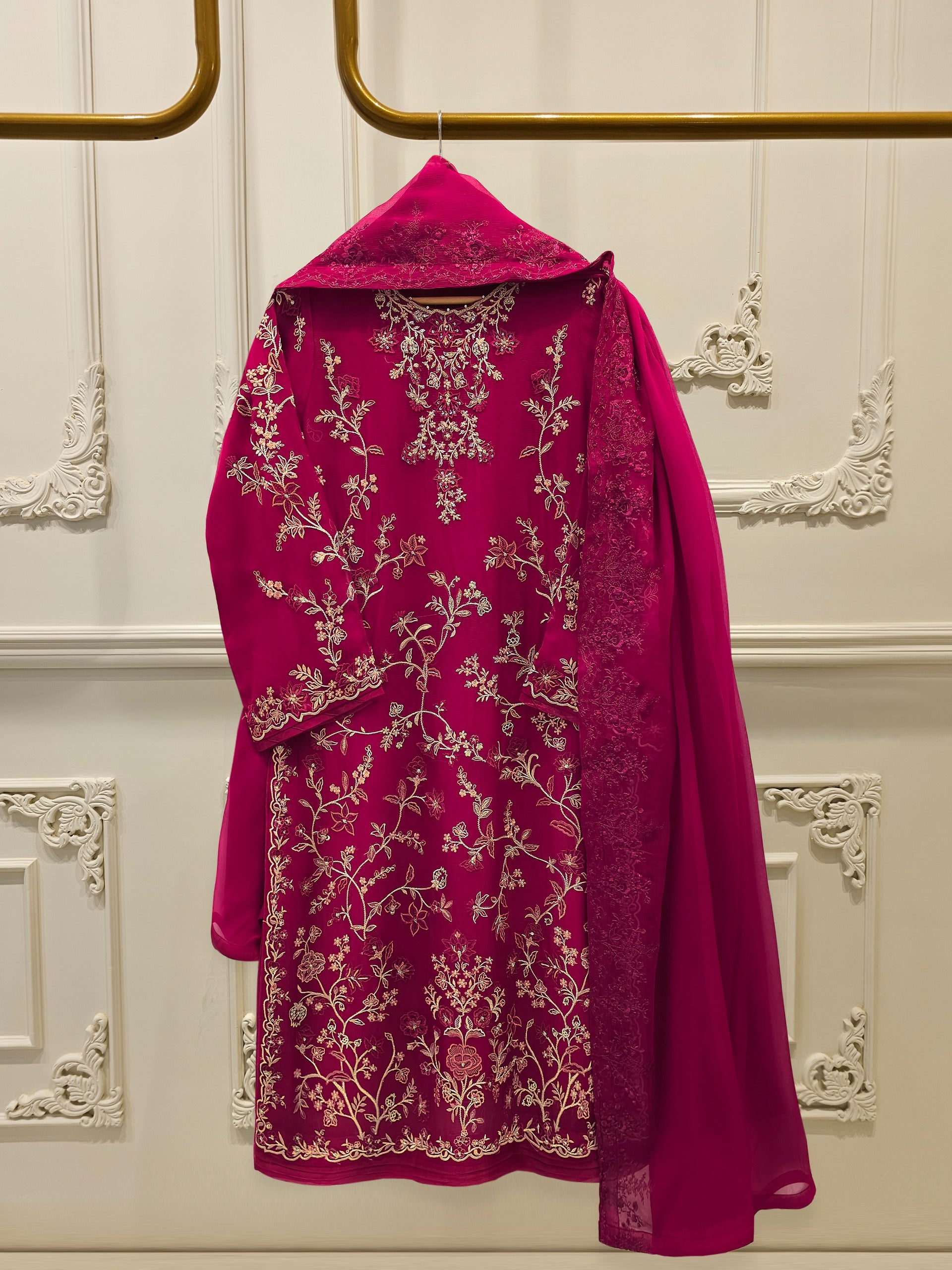 3 piece Stitched Chiffon suit