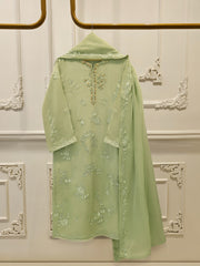 3 Piece - Pure Chiffon Embroidered Suit S112784
