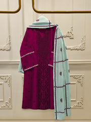 3 Piece - Pure Embroidered Cotton Net Suit S112795