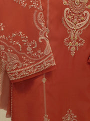 3 Piece- Pure Khaddi Silk Embroidered Suit S112816