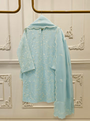 3 Piece - Pure Embroidered Cotton Net Suit S112862