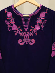 2 Piece - Embroidered Velvet Suit S112855