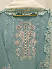 3 Piece - Pure Embroidered Cotton Net Suit S112900