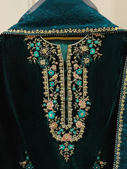 2 Piece - Embroidered Velvet Suit S112901