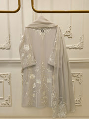 3 Piece - Pure Embroidered Cotton Net Suit S112929