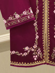 3 Piece- Pure Embroidered Sheesha Silk Suit S112927