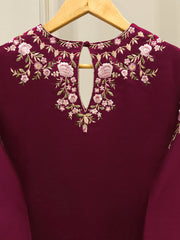 3 Piece- Pure Embroidered Sheesha Silk Suit S112927