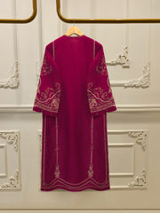 3 Piece- Pure Embroidered Sheesha Silk Suit S112832