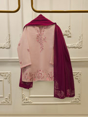 3 Piece - Pure Embroidered Cotton Net Suit S112955