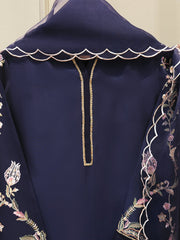 3 Piece- Pure Embroidered Sheesha Silk Suit S112967