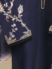 3 Piece- Pure Embroidered Sheesha Silk Suit S112967