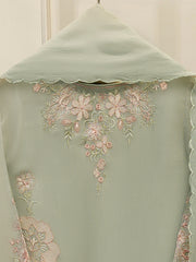 3 Piece - Pure Embroidered Cotton Net Suit S112954