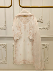 3 Piece - Pure Organza Embroidered Suit S112985