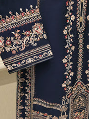 3 Piece- Pure Embroidered Sheesha Silk Suit S113015