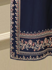 3 Piece- Pure Embroidered Sheesha Silk Suit S113015