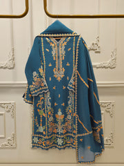 3 Piece - Pure Embroidered Cotton Net Suit S113086
